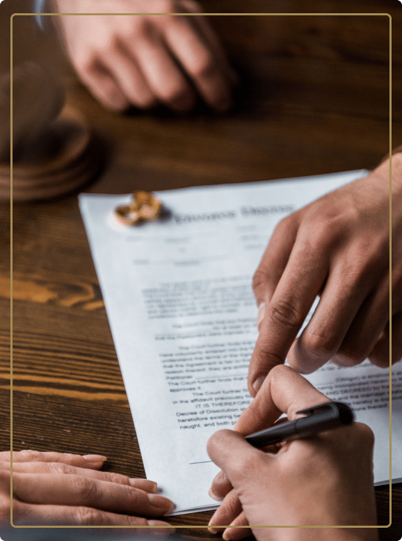 lawyer is signing a contract with lawyer